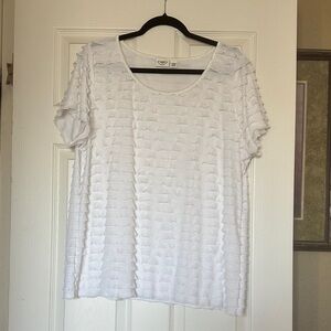 Cato White Ruffled Short Sleeve Top